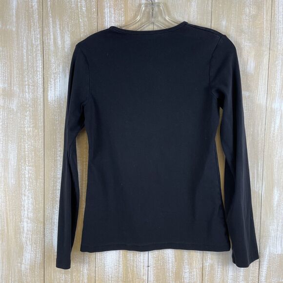 LOGG Shirt Womens Large Black Scoop Neck Long Sleeve Casual Stretch - Picture 4 of 7